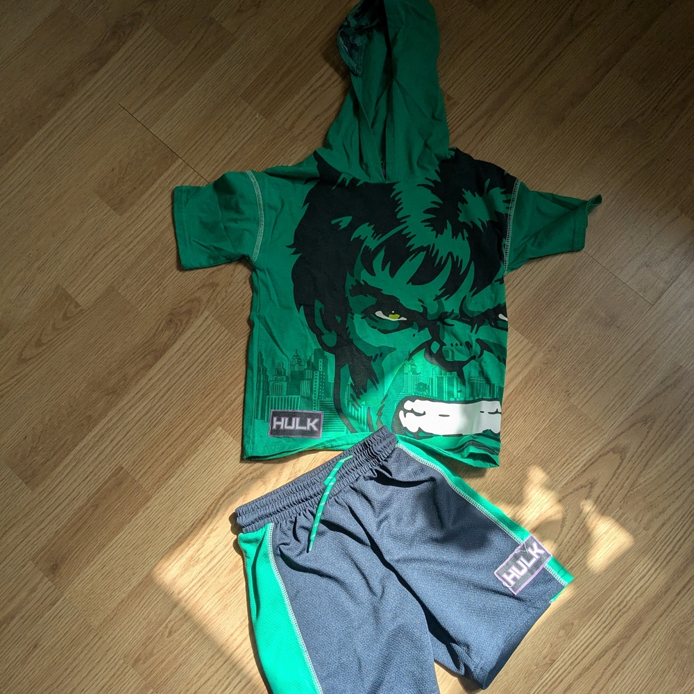 Marvel Hulk Kids Hoodie & Shorts Set - Green